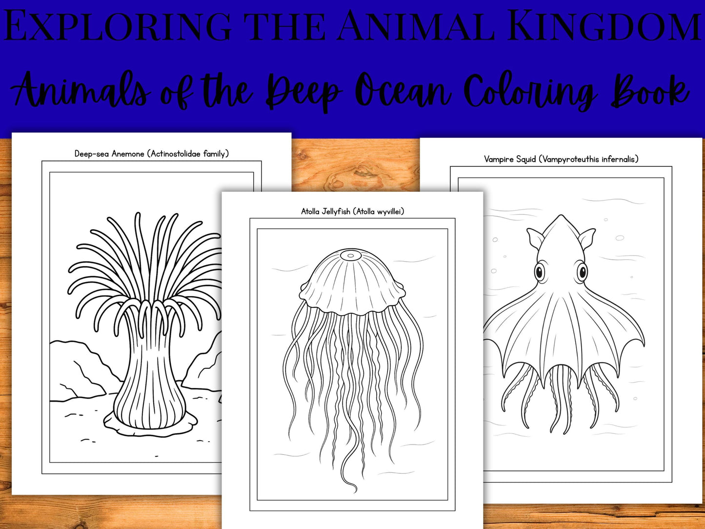 Deep Ocean Animals Coloring Book: 25 Realistic Wildlife Pages (PDF Format)