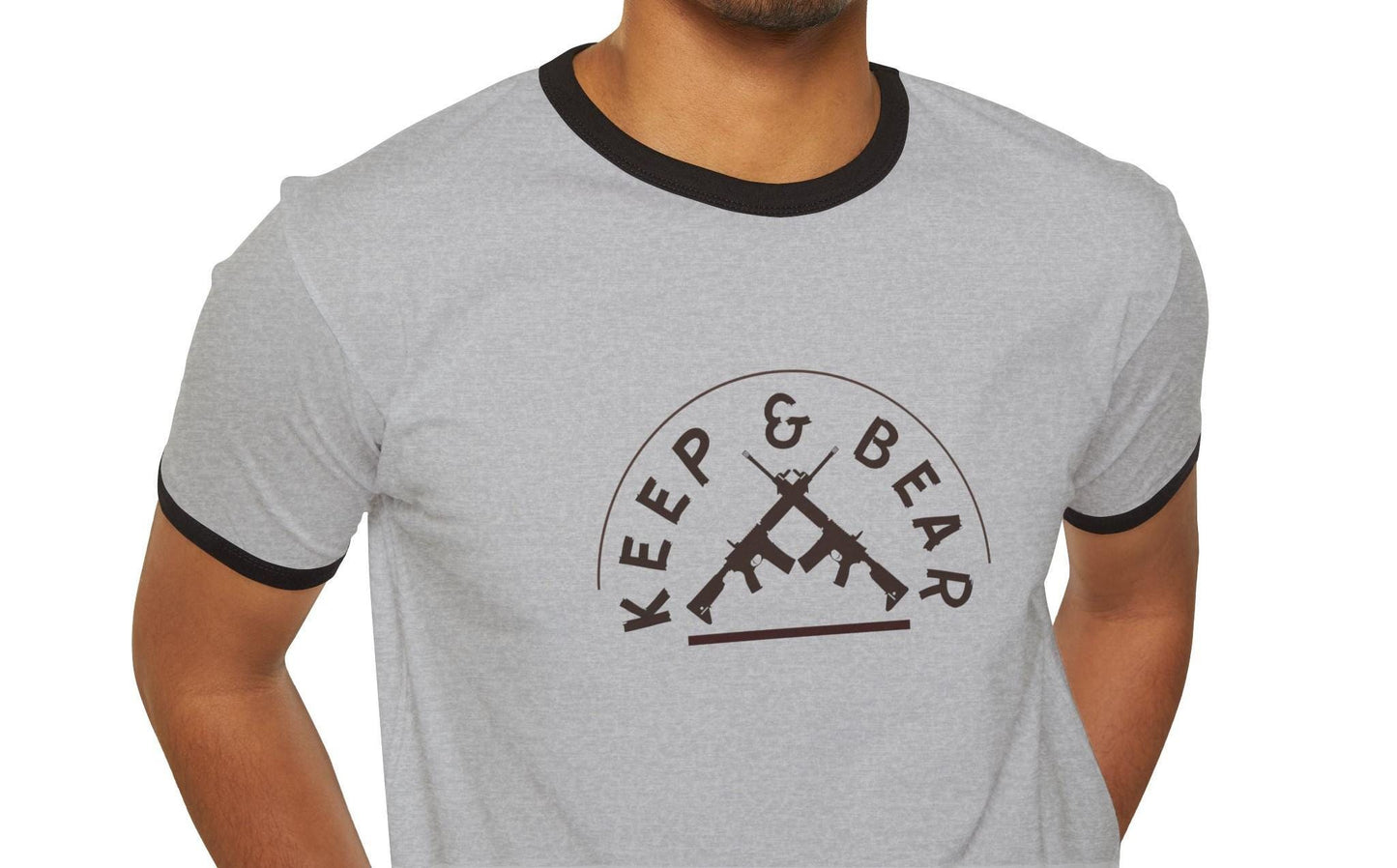 Keep and Bear Ringer T-Shirt, Patriotic 2A Graphic Tee, Unisex Second Amendment Retro Style Shirt