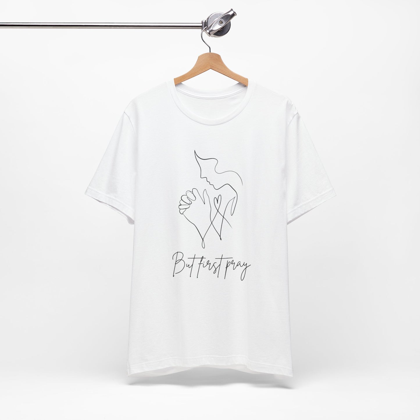 Women's Christian But First Pray Jersey Short Sleeve Tee