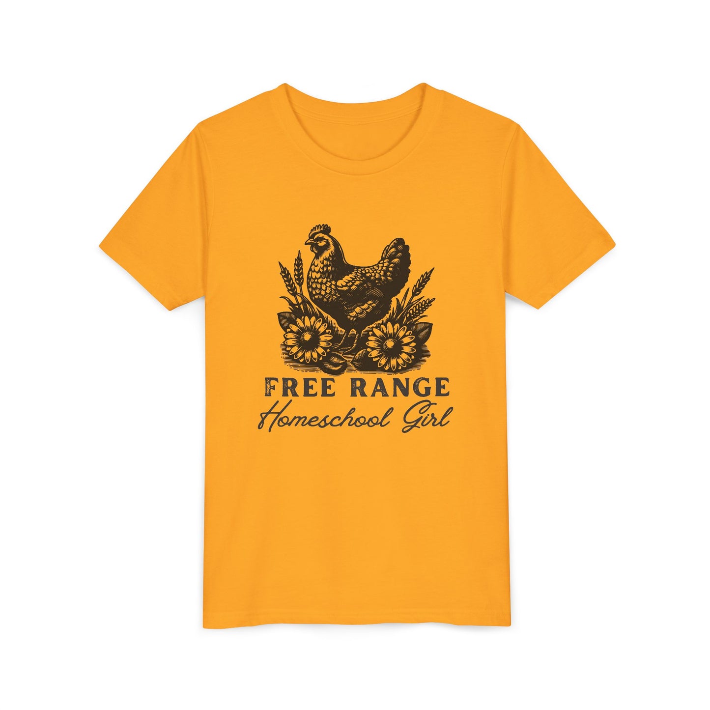 Free Range Homeschool Girl in Youth Short Sleeve Tee Sz. S-XL