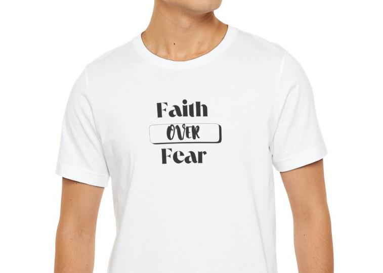 Men's Faith Over Fear T-Shirt, Minimalistic Christian Apparel