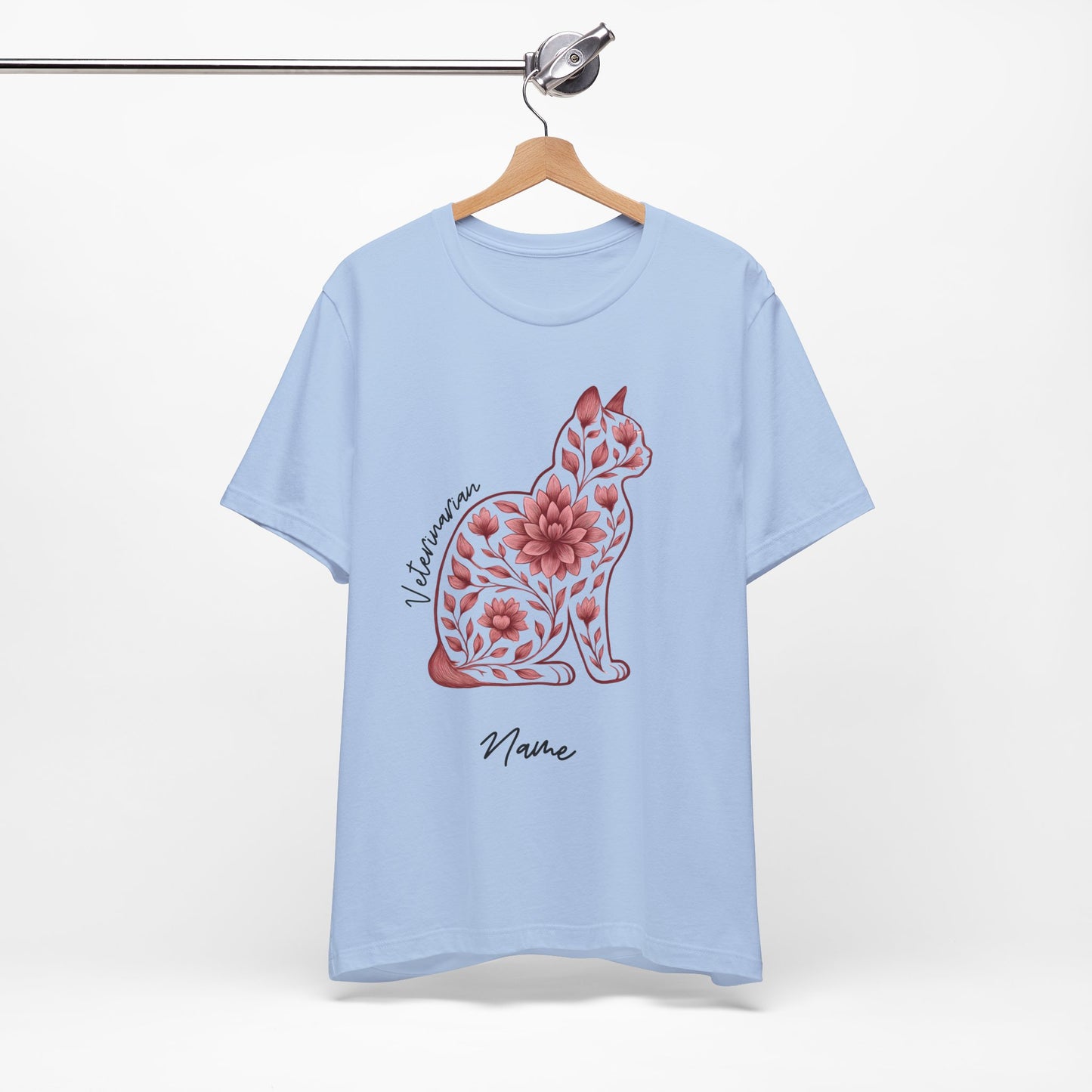 Veterinarian Shirt Personalized, Floral Cat Design Sz. S-5XL