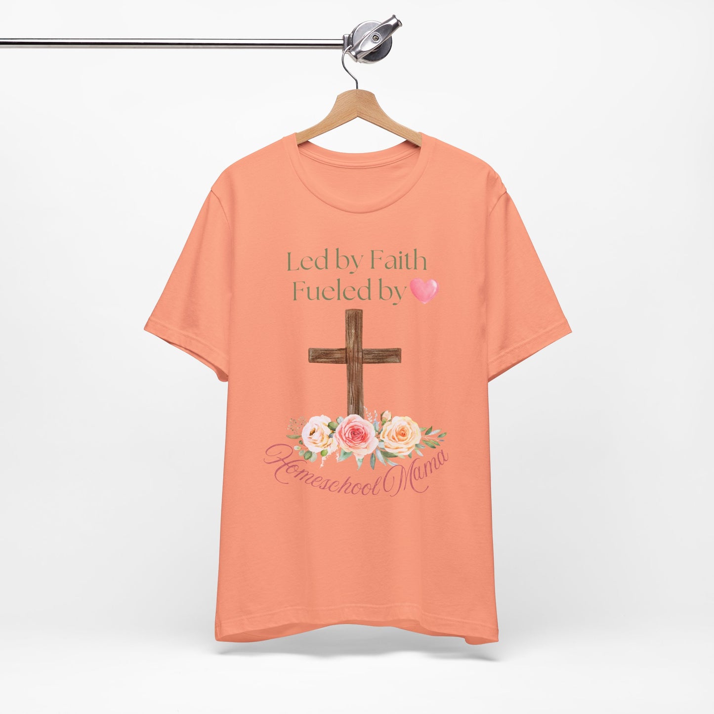 Women's Led by Faith Christian Homeschool Mom Tee Sz. S-5XL