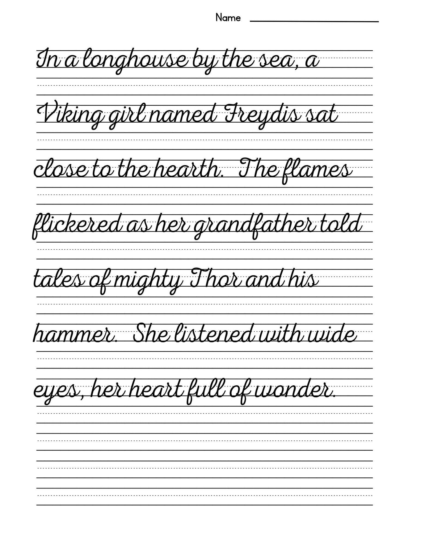 Viking Girl Story Copywork: Norse History Handwriting Practice (PDF Downloadable Workbook)