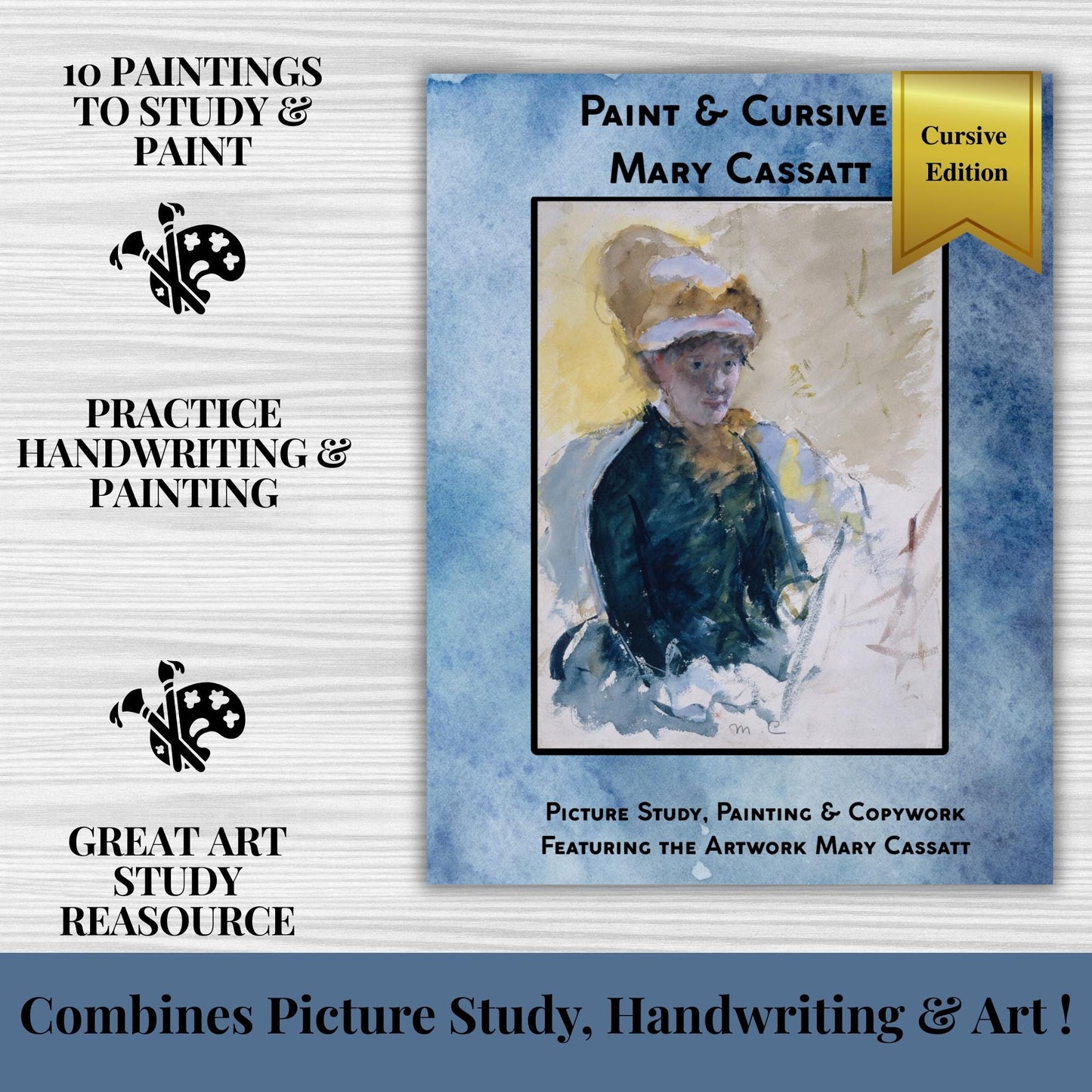 Mary Cassatt Art Study & Copywork: Cursive Handwriting, Painting (PDF Download)