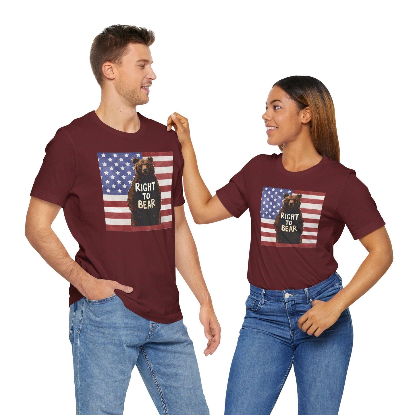 Right to Bear T-Shirt, Patriotic American Flag Bear Tee, Unisex Second Amendment Shirt