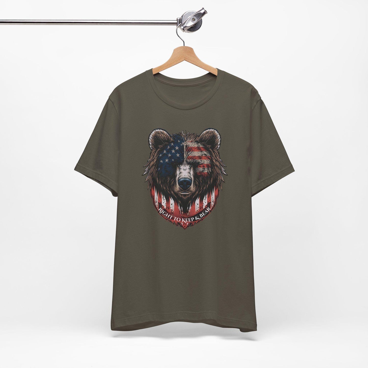 Right to Keep and Bear 2A T-Shirt, Patriotic Bear American Flag Shirt, Second Amendment Graphic Tee
