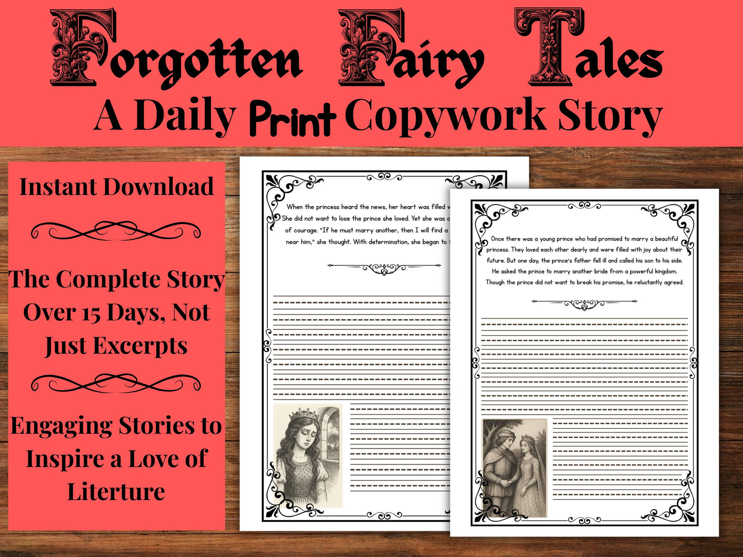 Grimm's Fairy Tale Copywork: Twelve Huntsmen Handwriting Practice (PDF Download)