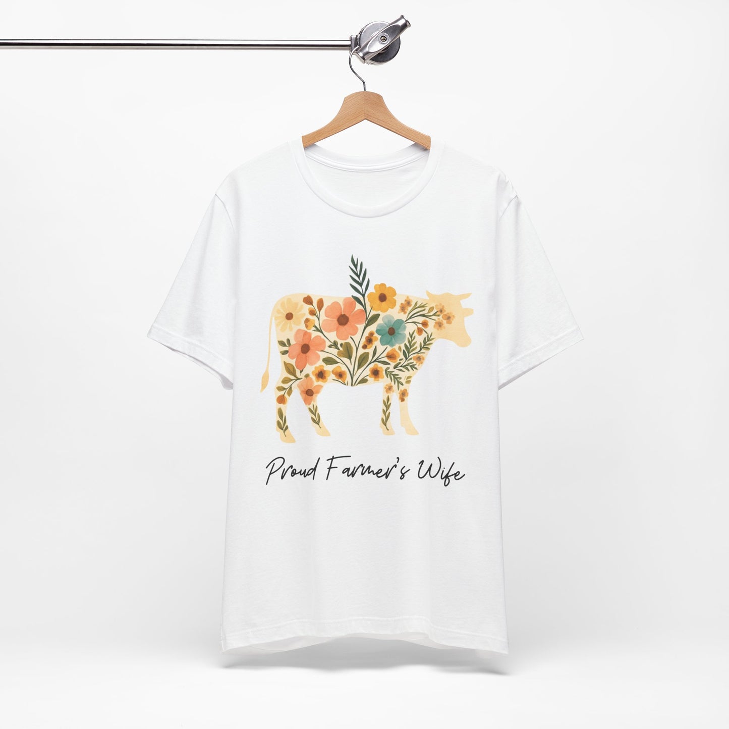Proud Farmer's Wife Floral Cow Tee Sz. S-5XL