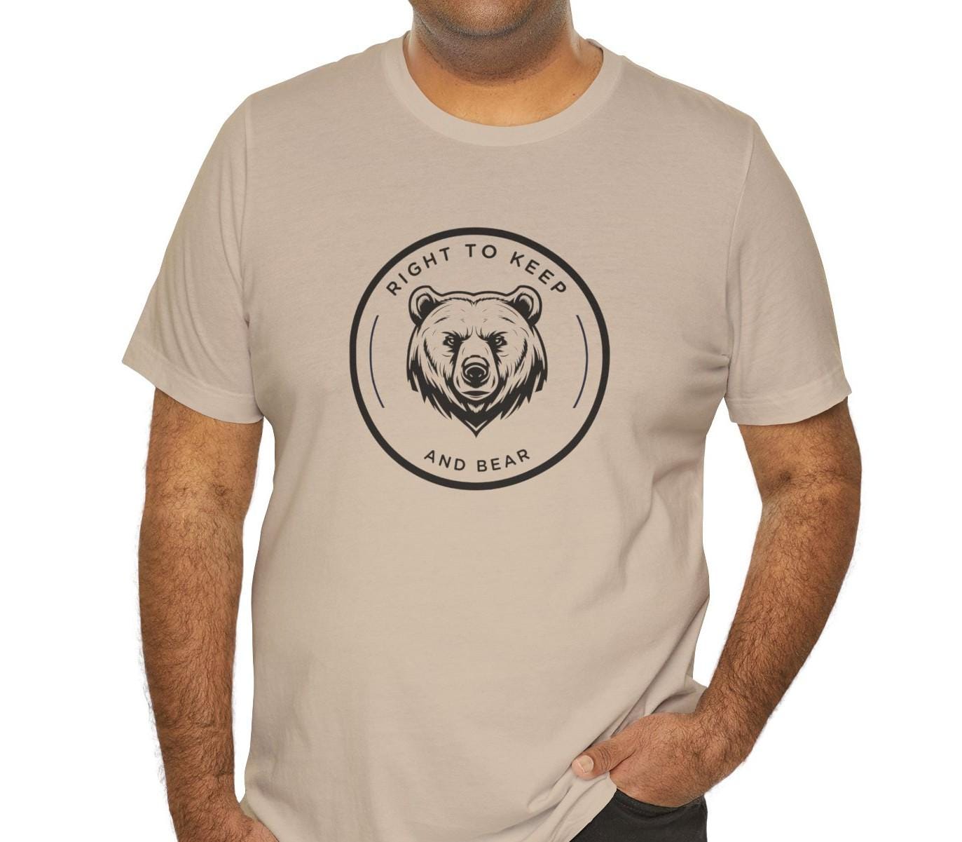 Right to Keep and Bear T-Shirt Minimalist Patriotic Bear Graphic Tee, Unisex Second Amendment Shirt