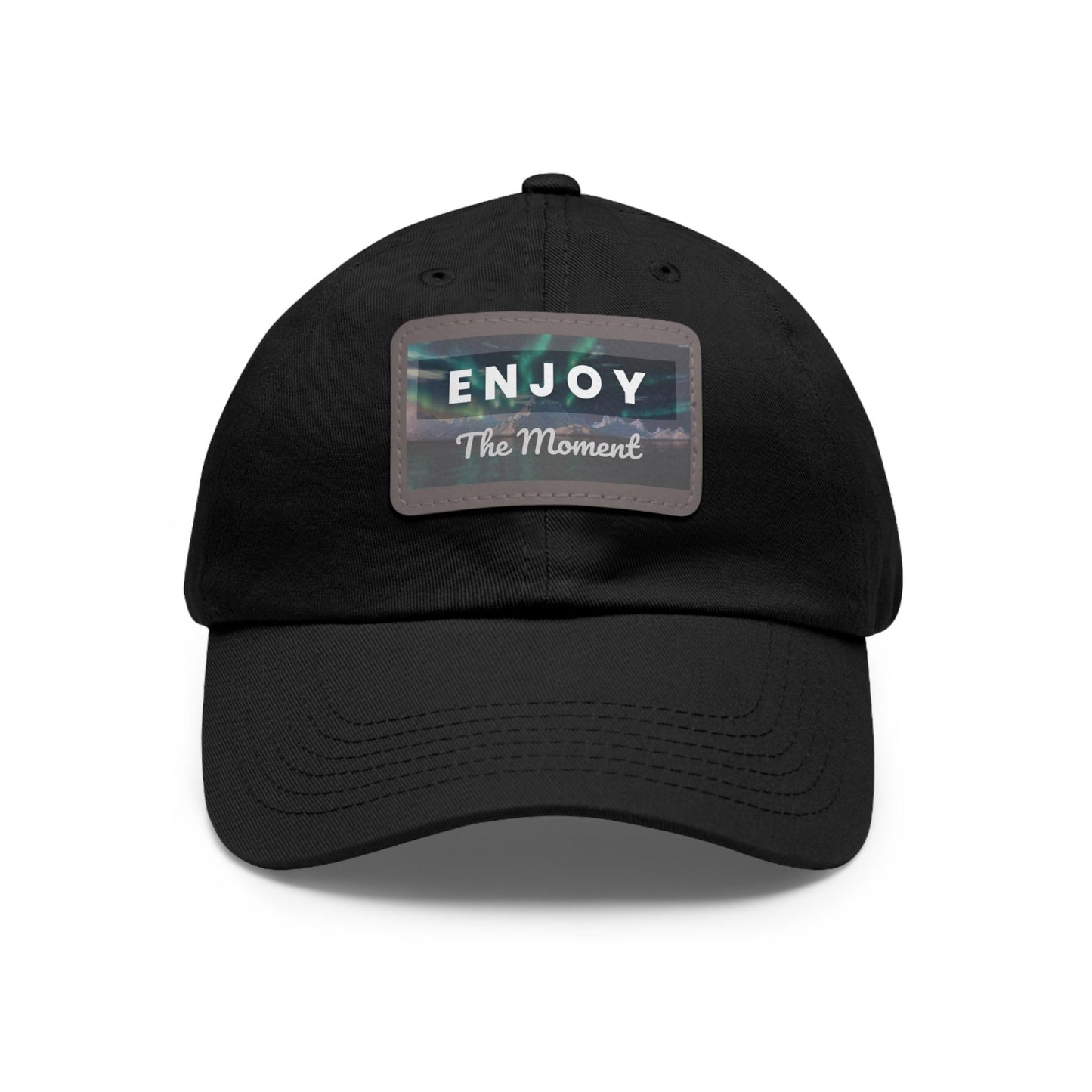 Enjoy the Moment Northern Lights Dad Hat with Leather Patch (Rectangle)