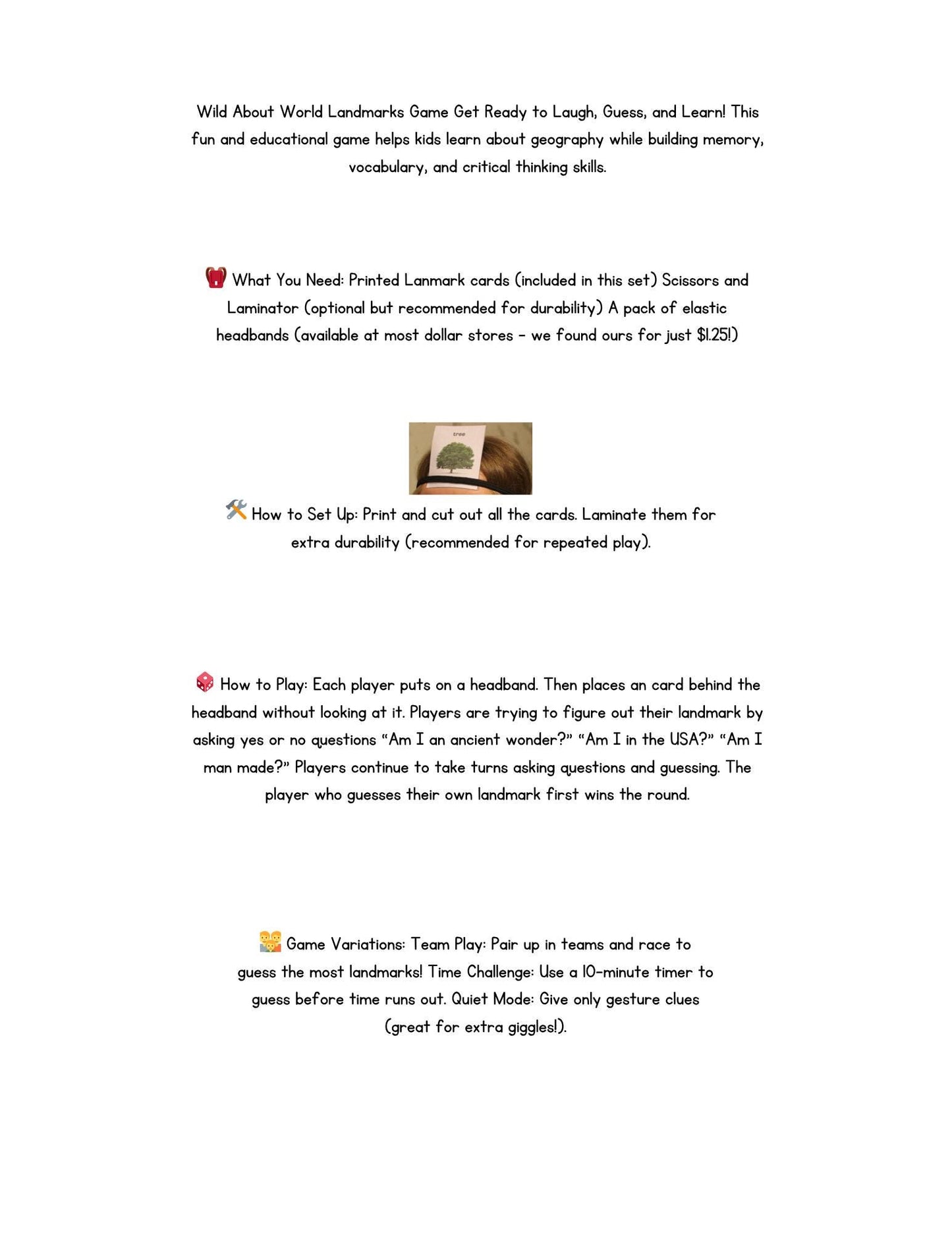 World Landmarks Homeschool Bundle: Painting Pages, Reading Comprehension & Headband Cards