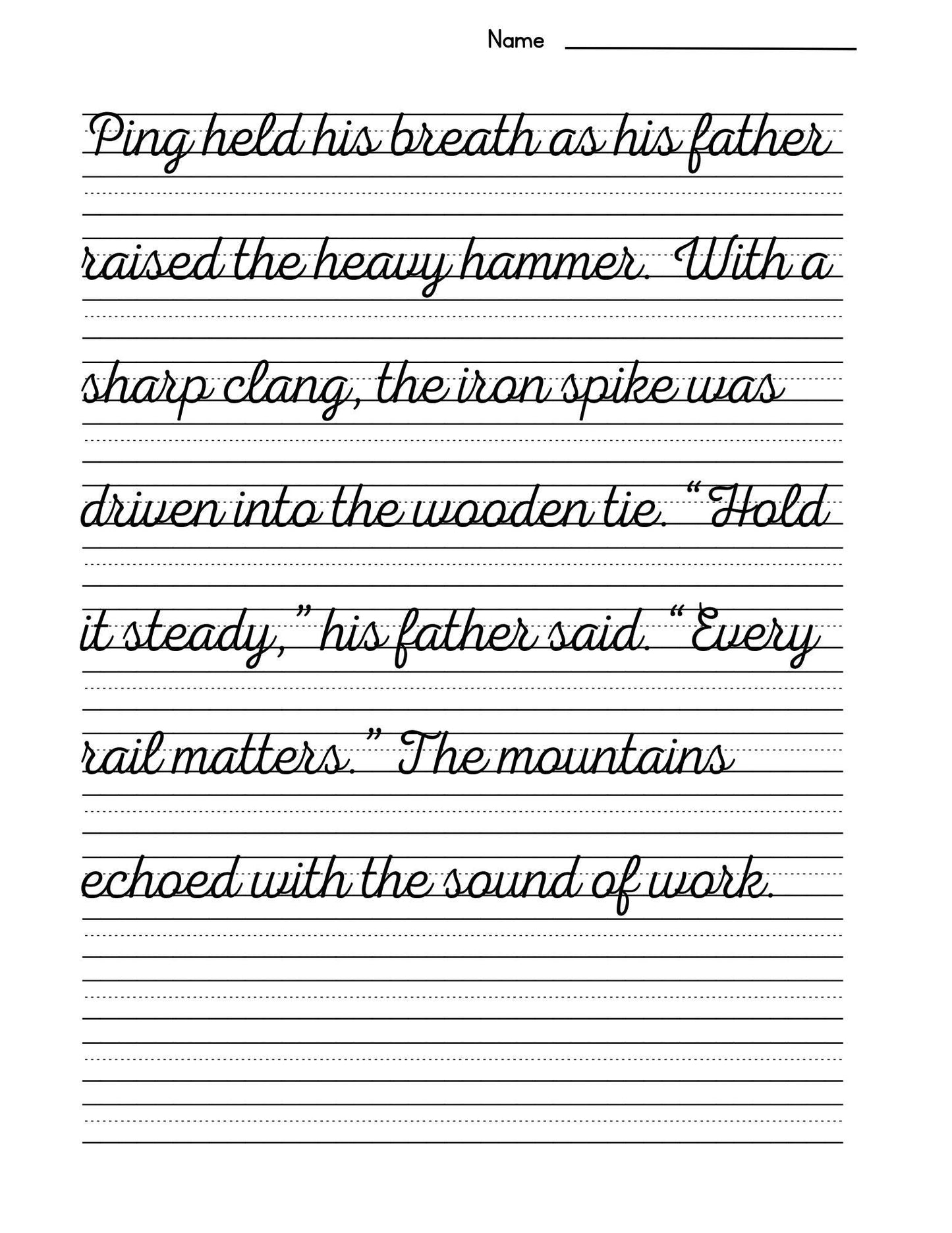 Transcontinental Railroad Copywork: Chinese Immigrant History - Grades 2-6