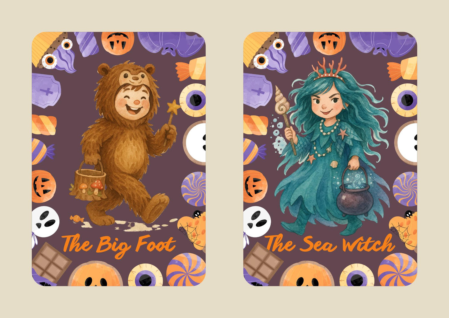 Halloween Costume Charades Game: 87 Watercolor Printable Cards (PDF Download)