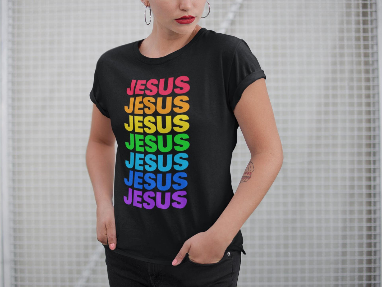 Women's Colorful Jesus Jersey Short Sleeve Tee