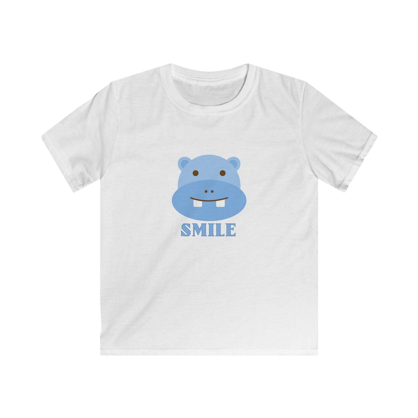 Kids Smiling Blue Hippo Softstyle Tee