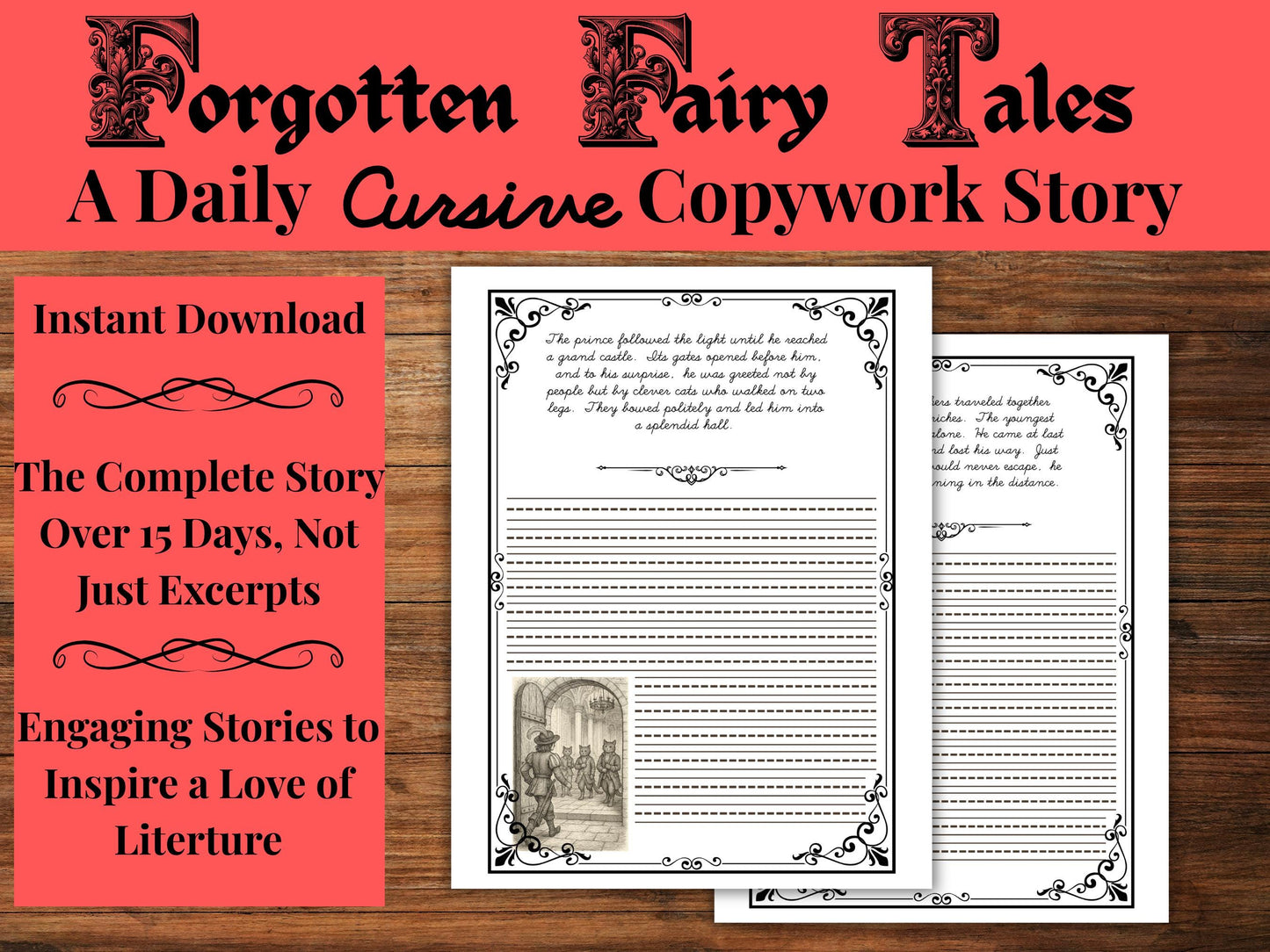 Forgotten Fairy Tales and Fables – The White Cat | Cursive Handwriting Copywork