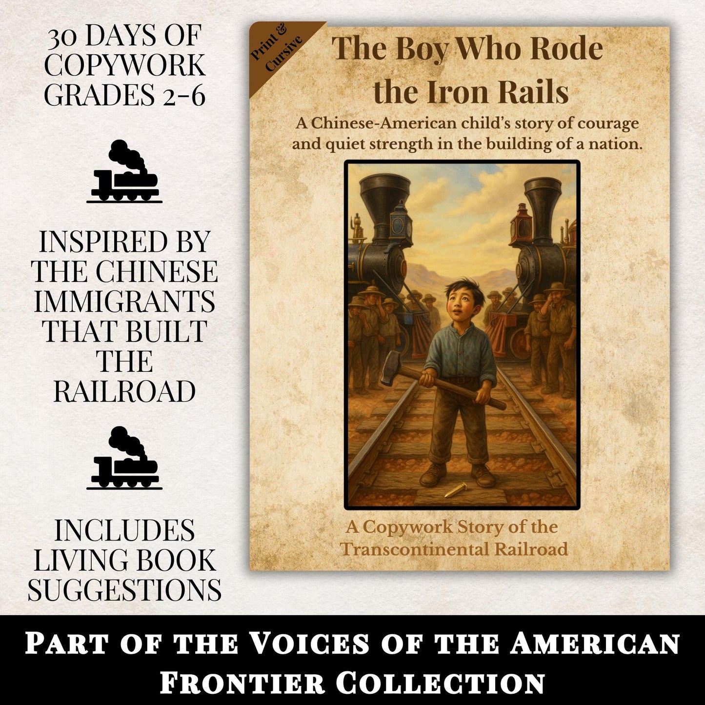 Transcontinental Railroad Copywork: Chinese Immigrant History - Grades 2-6