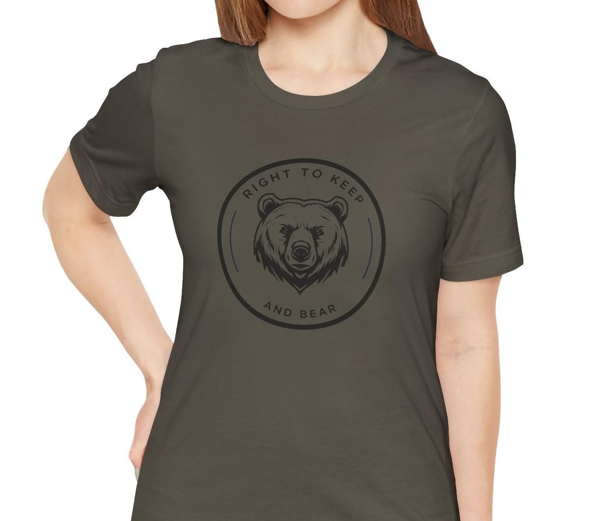 Right to Keep and Bear T-Shirt Minimalist Patriotic Bear Graphic Tee, Unisex Second Amendment Shirt