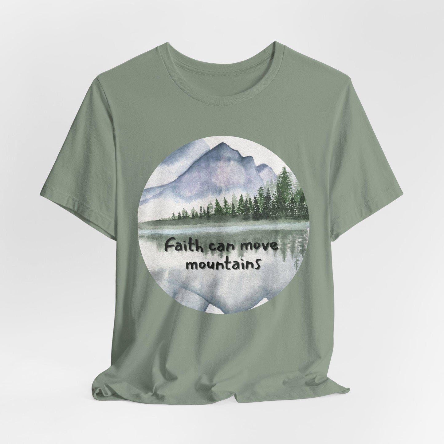 Women's Faith Can Move Mountains Christian Watercolor Tee