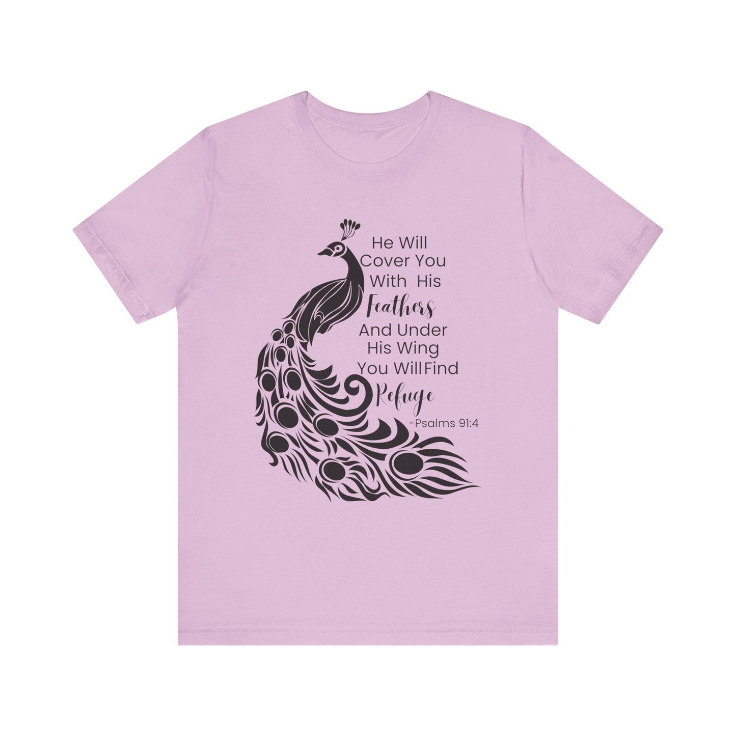 Women's Christian Bible Verse  He Will Cover Me With Feathers Jersey Short Sleeve Tee