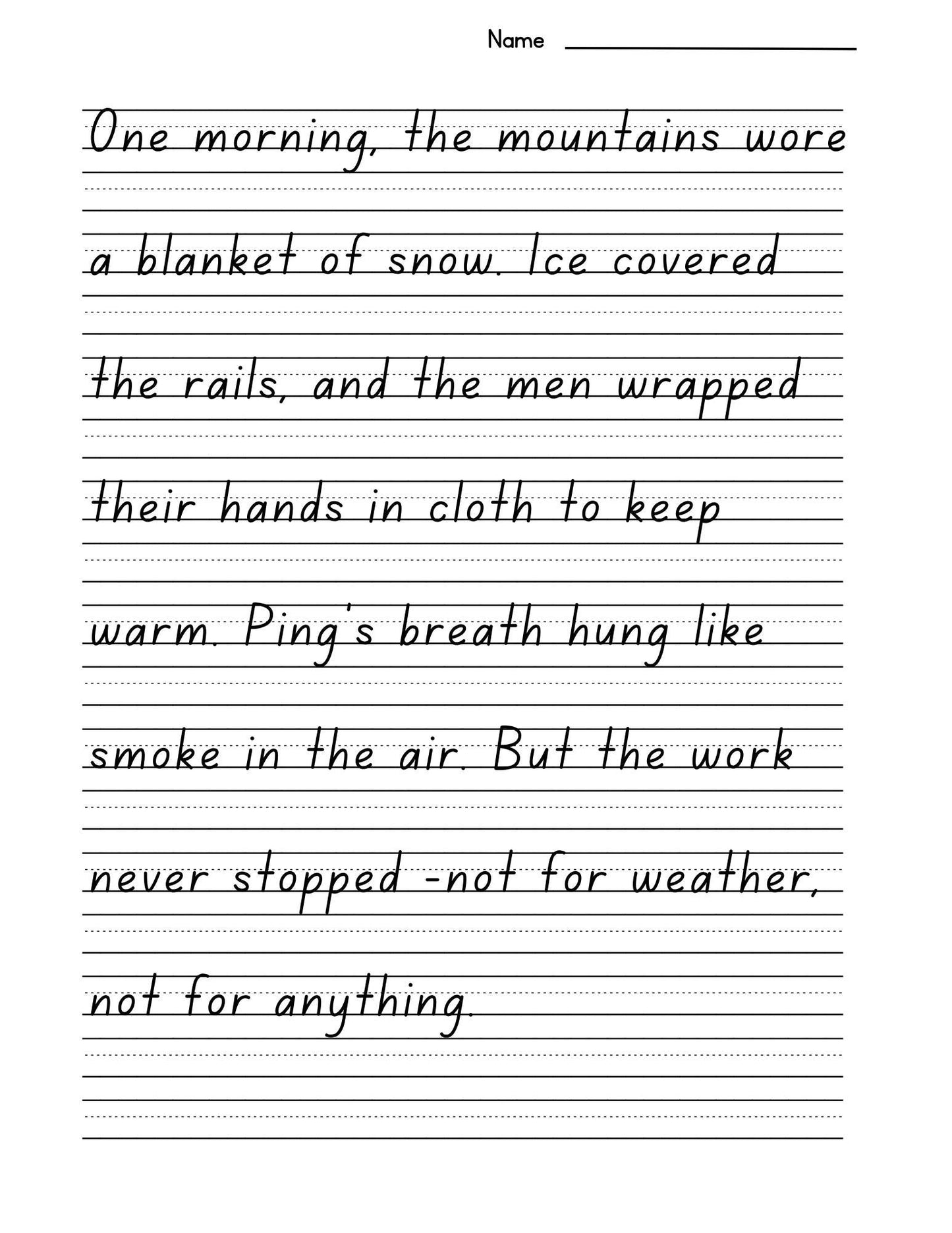 Transcontinental Railroad Copywork: Chinese Immigrant History - Grades 2-6