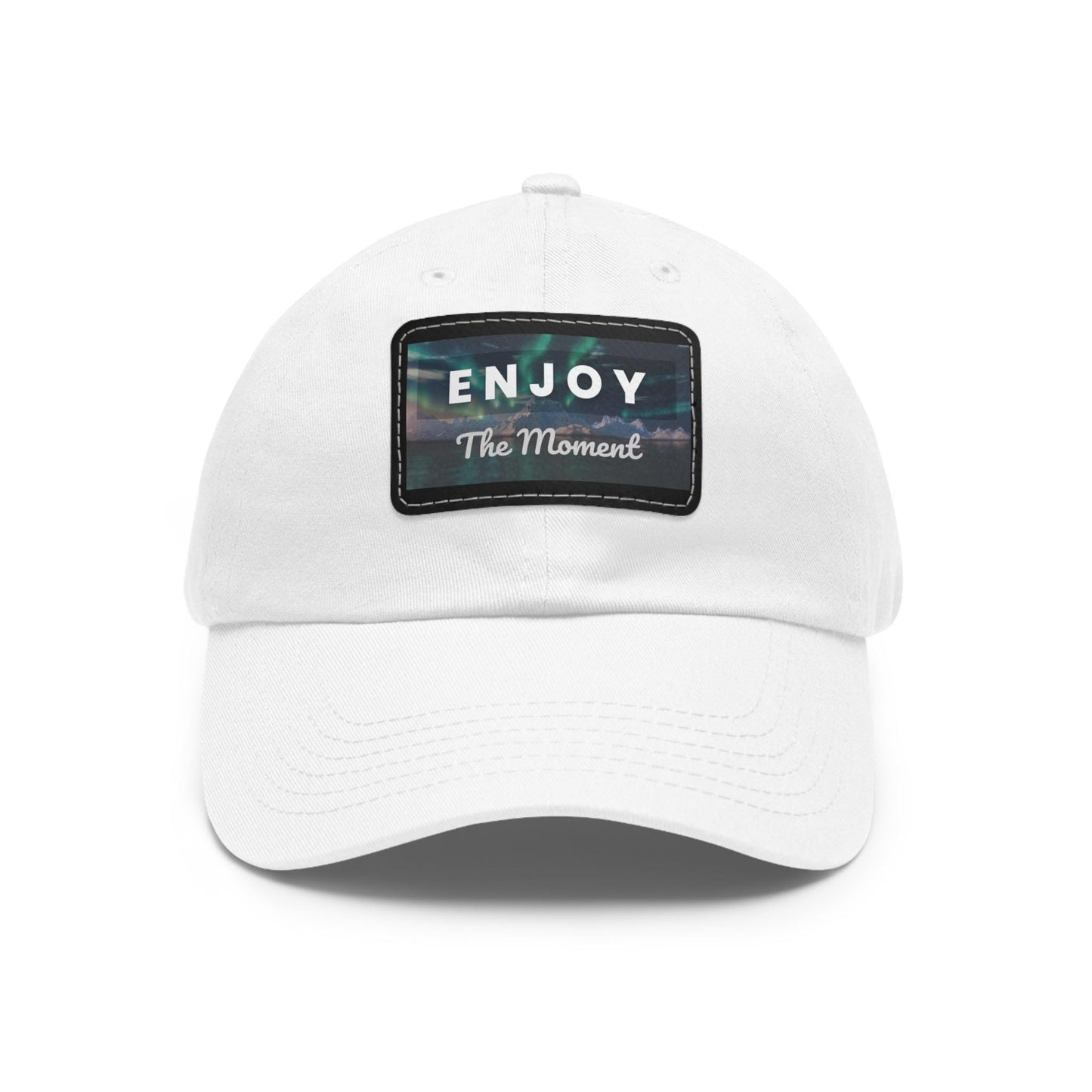 Enjoy the Moment Northern Lights Dad Hat with Leather Patch (Rectangle)