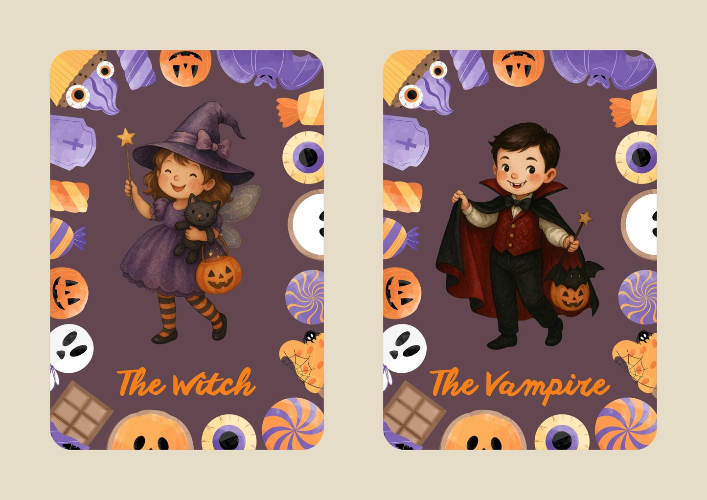 Halloween Costume Charades Game: 87 Watercolor Printable Cards (PDF Download)