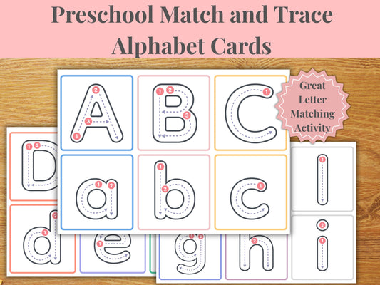 Alphabet Tracing and Matching Cards for Preschool | Uppercase & Lowercase ABC Handwriting Practice
