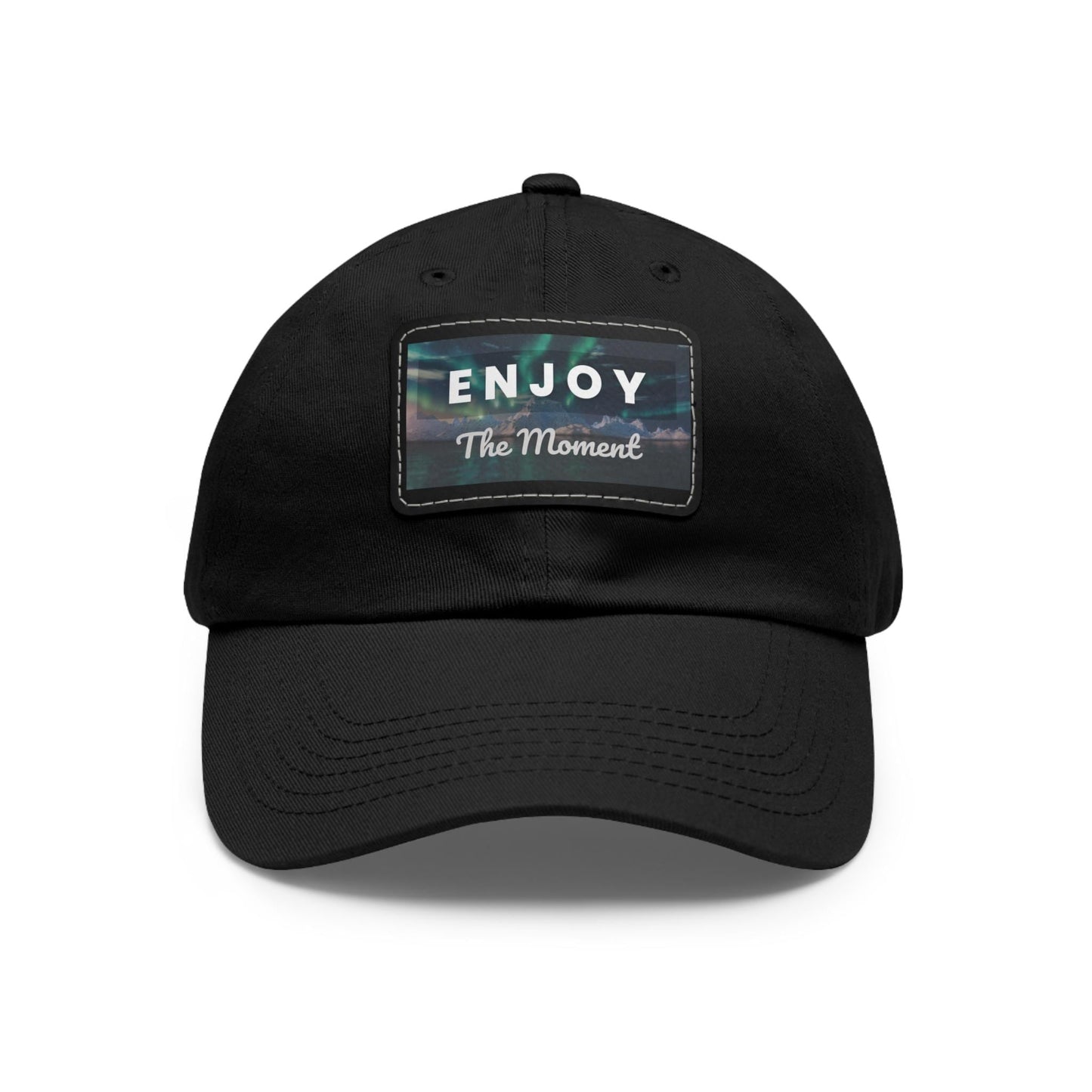 Enjoy the Moment Northern Lights Dad Hat with Leather Patch (Rectangle)