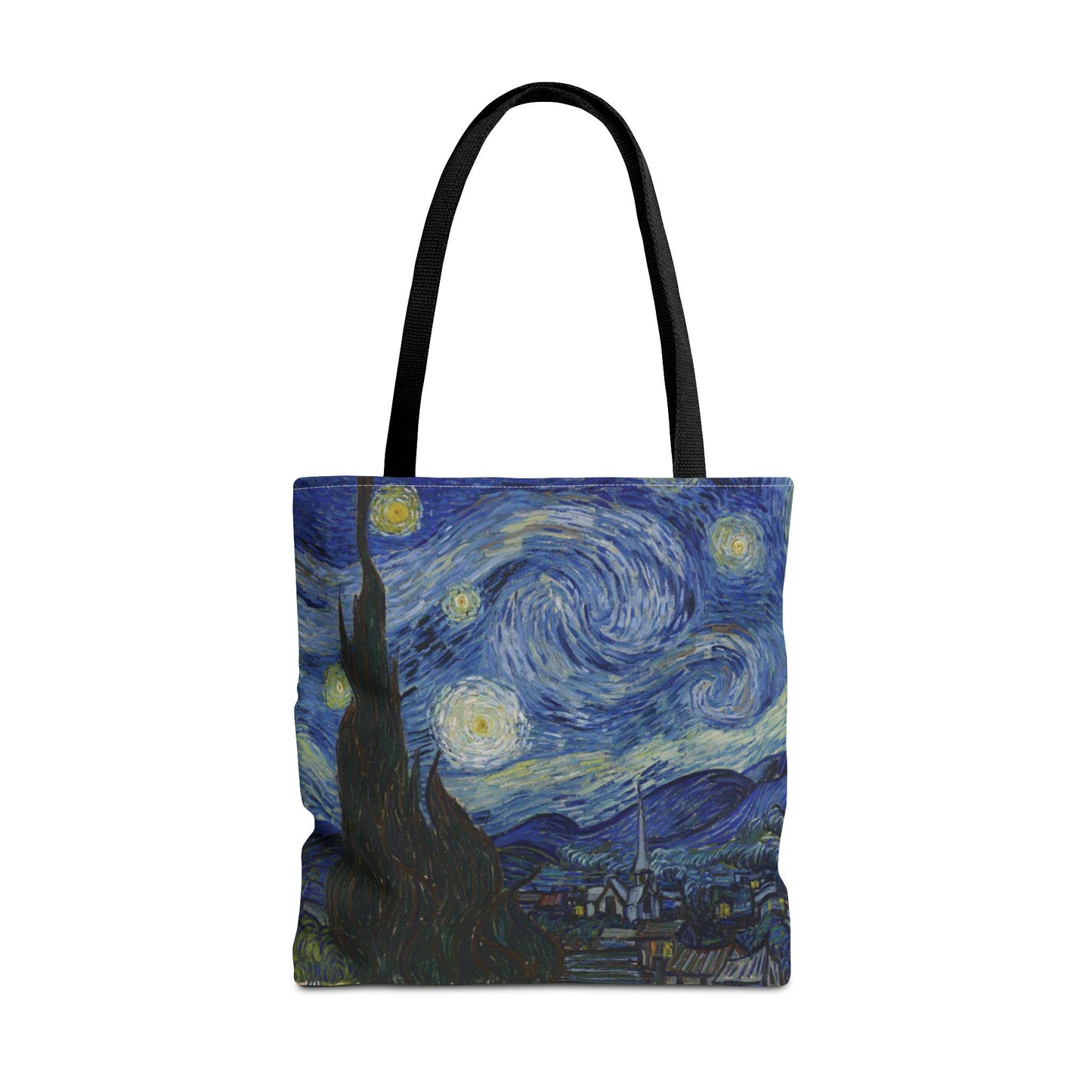 Starry Night Art Tote Bag, 18x18, Custom Printed Durable Everyday Bag with Black, Navy, or Beige Handles