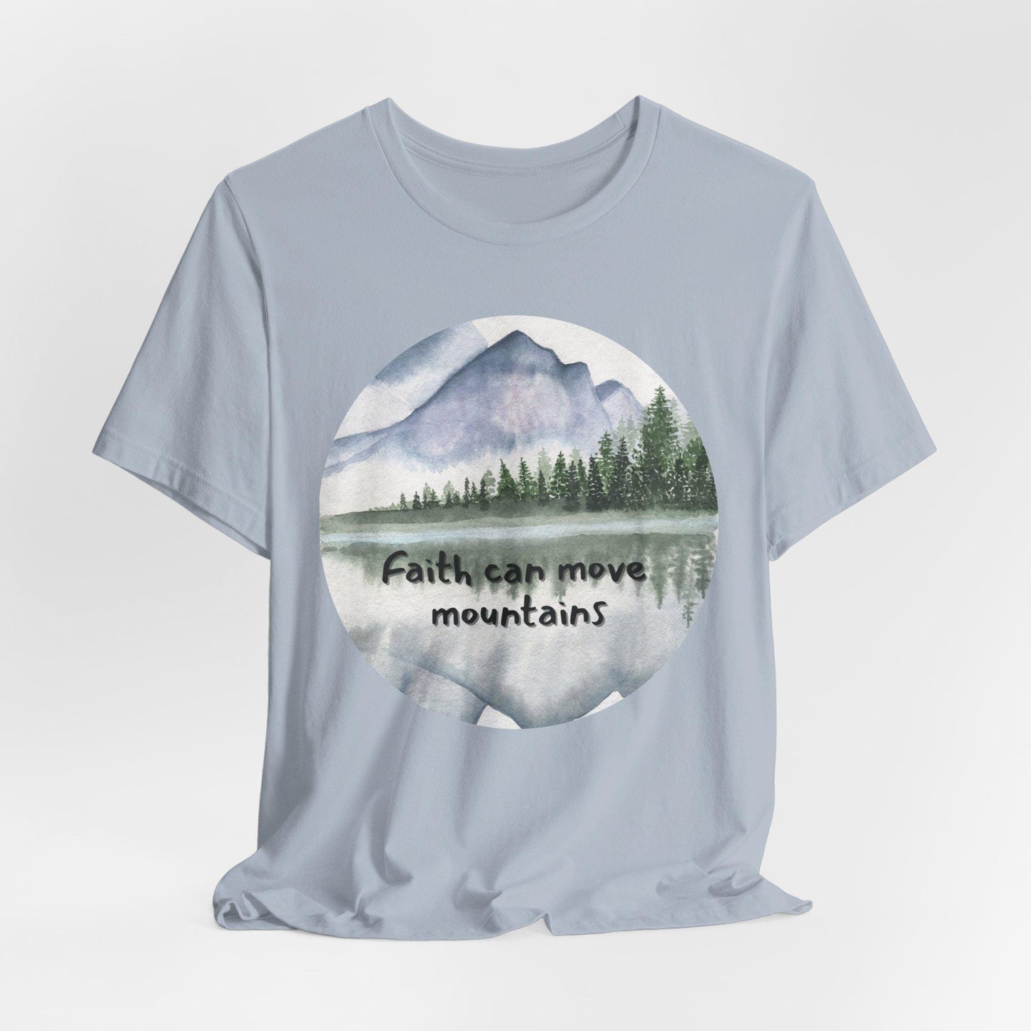 Women's Faith Can Move Mountains Christian Watercolor Tee