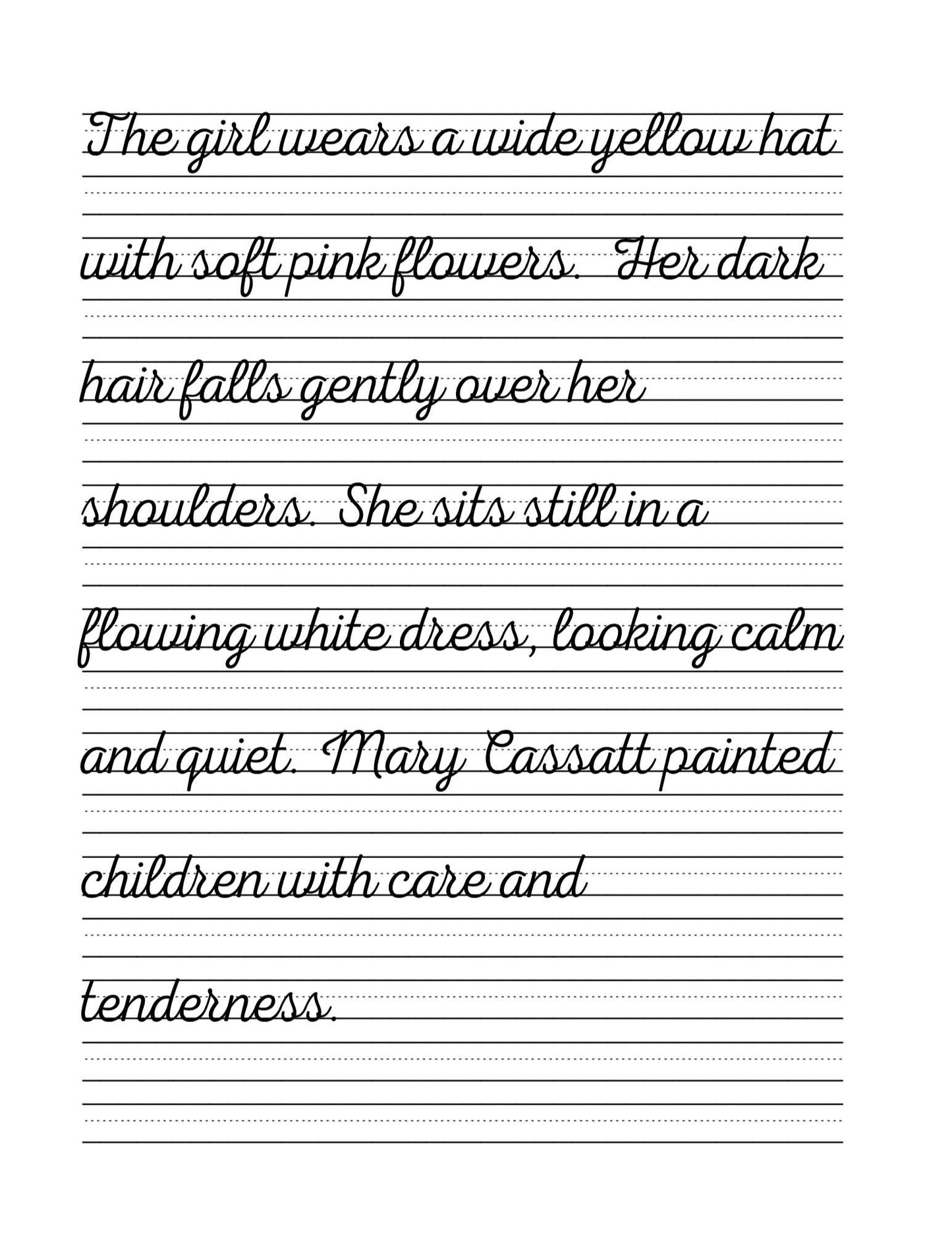 Mary Cassatt Art Study & Copywork: Cursive Handwriting, Painting (PDF Download)