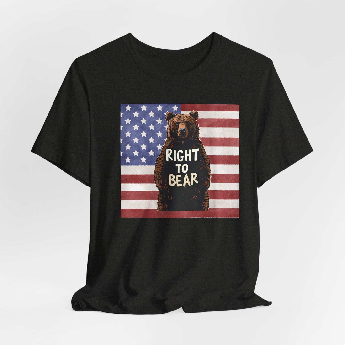 Right to Bear T-Shirt, Patriotic American Flag Bear Tee, Unisex Second Amendment Shirt
