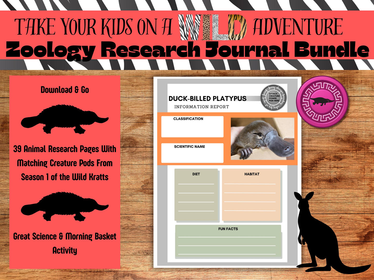 Wild Kratts Zoology Journal: 39 Animal Worksheets, Homeschool Science (PDF Download)