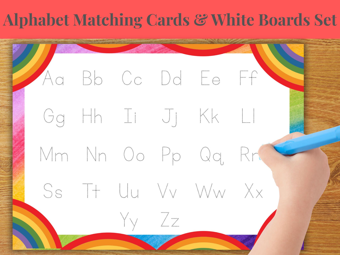 Rainbow Alphabet Learning Bundle: Matching Cards & Tracing Worksheets (Printable Set)