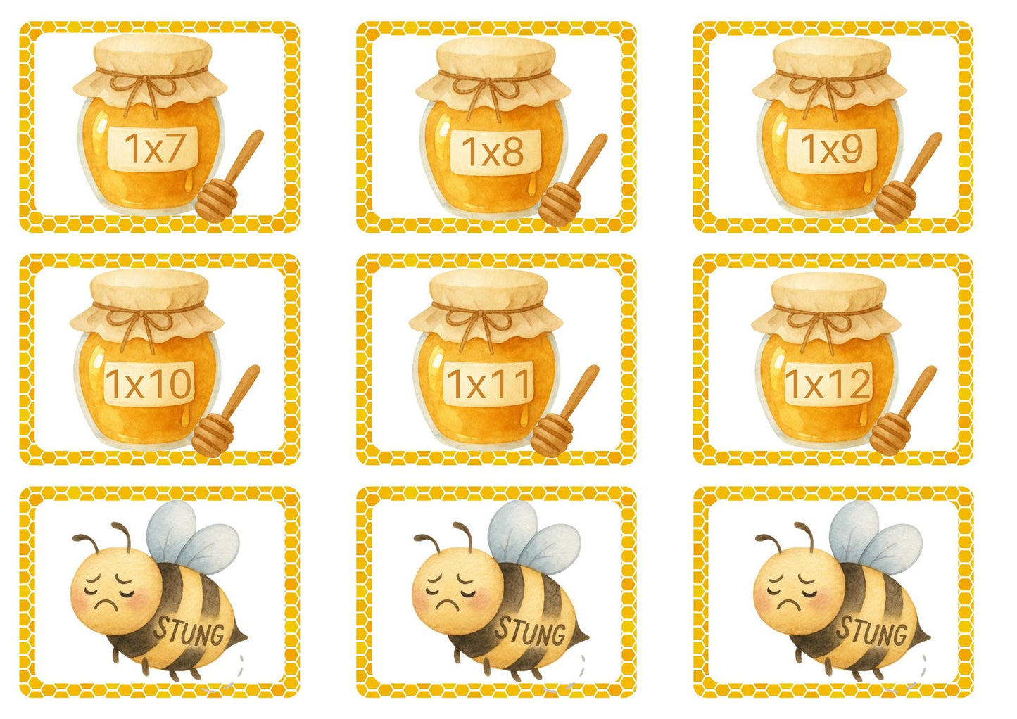 Don't Get Stung! Multiplication Fact Game for Kids – Fun Math Center with Bee Theme