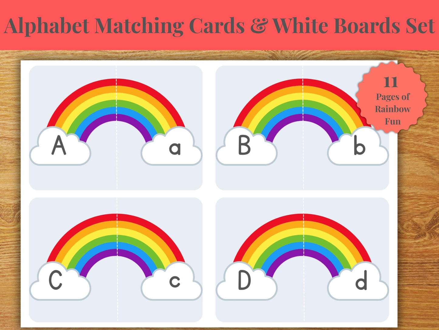Rainbow Alphabet Learning Bundle: Matching Cards & Tracing Worksheets (Printable Set)