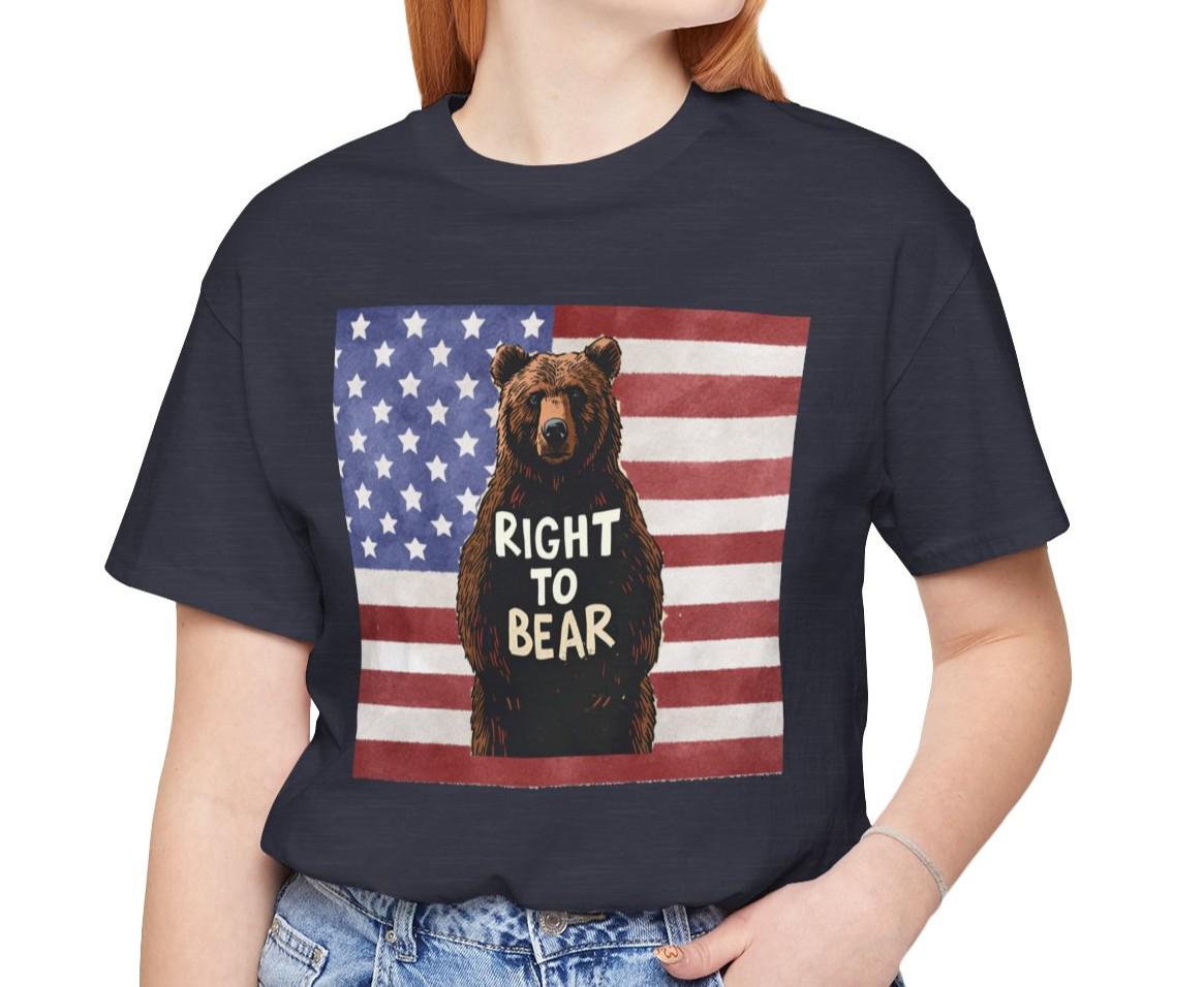 Right to Bear T-Shirt, Patriotic American Flag Bear Tee, Unisex Second Amendment Shirt