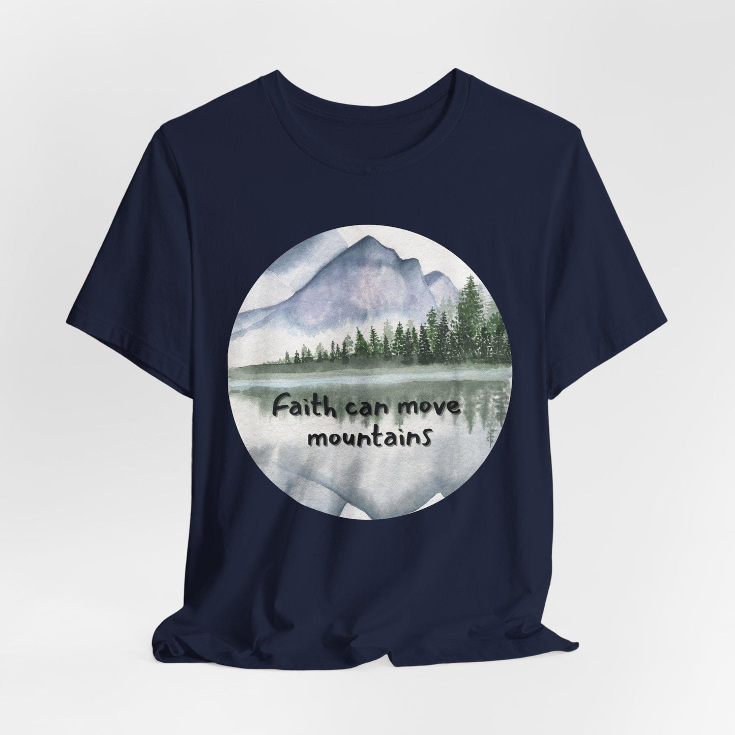 Women's Faith Can Move Mountains Christian Watercolor Tee