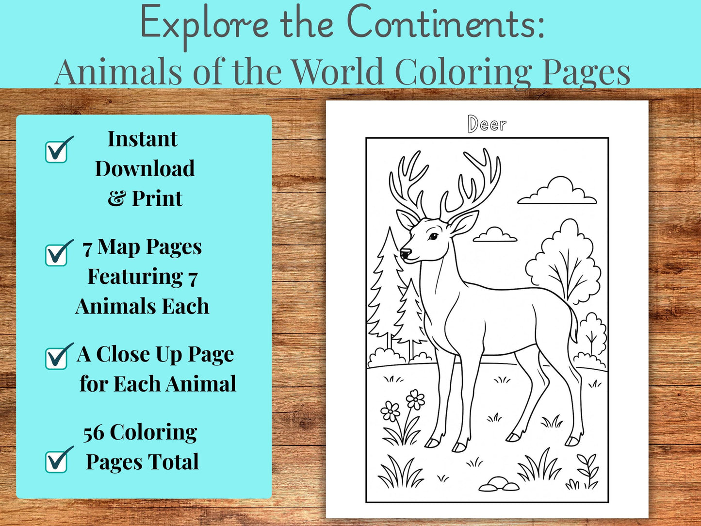 Animals of the World Coloring Pages: Educational Geography Bundle (PDF Download)