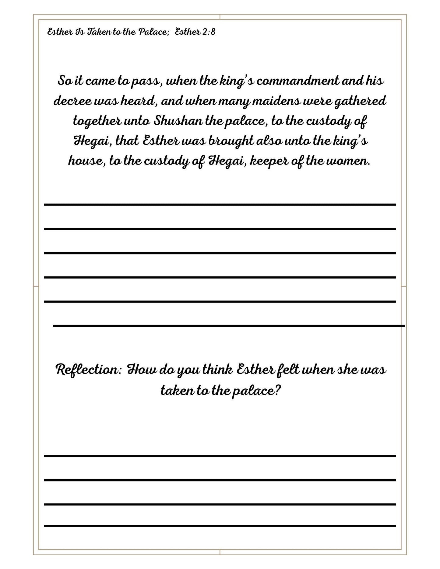 The Life of Esther Copywork | KJV Bible Verses for Girls | Cursive Scripture Handwriting Practice Book