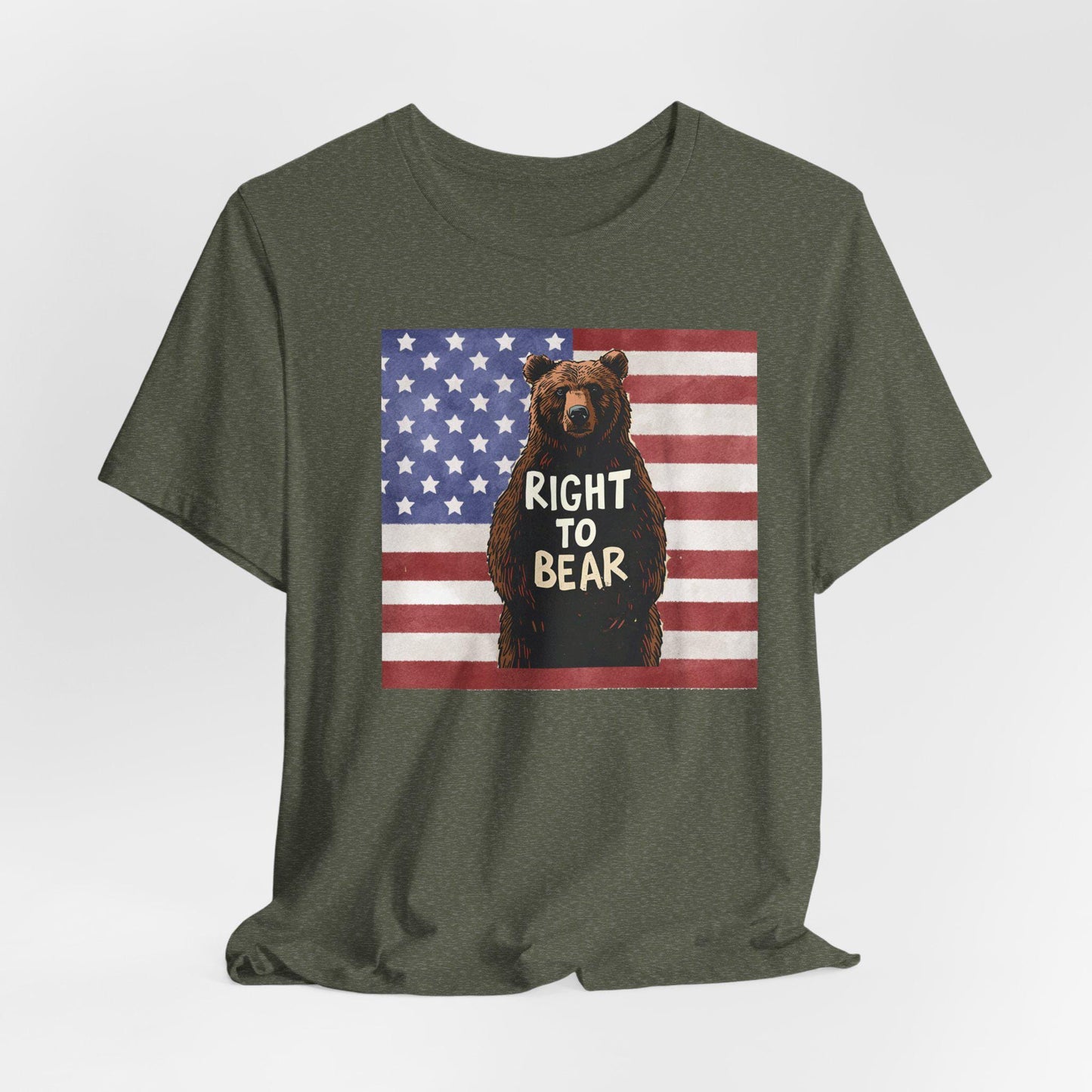 Right to Bear T-Shirt, Patriotic American Flag Bear Tee, Unisex Second Amendment Shirt