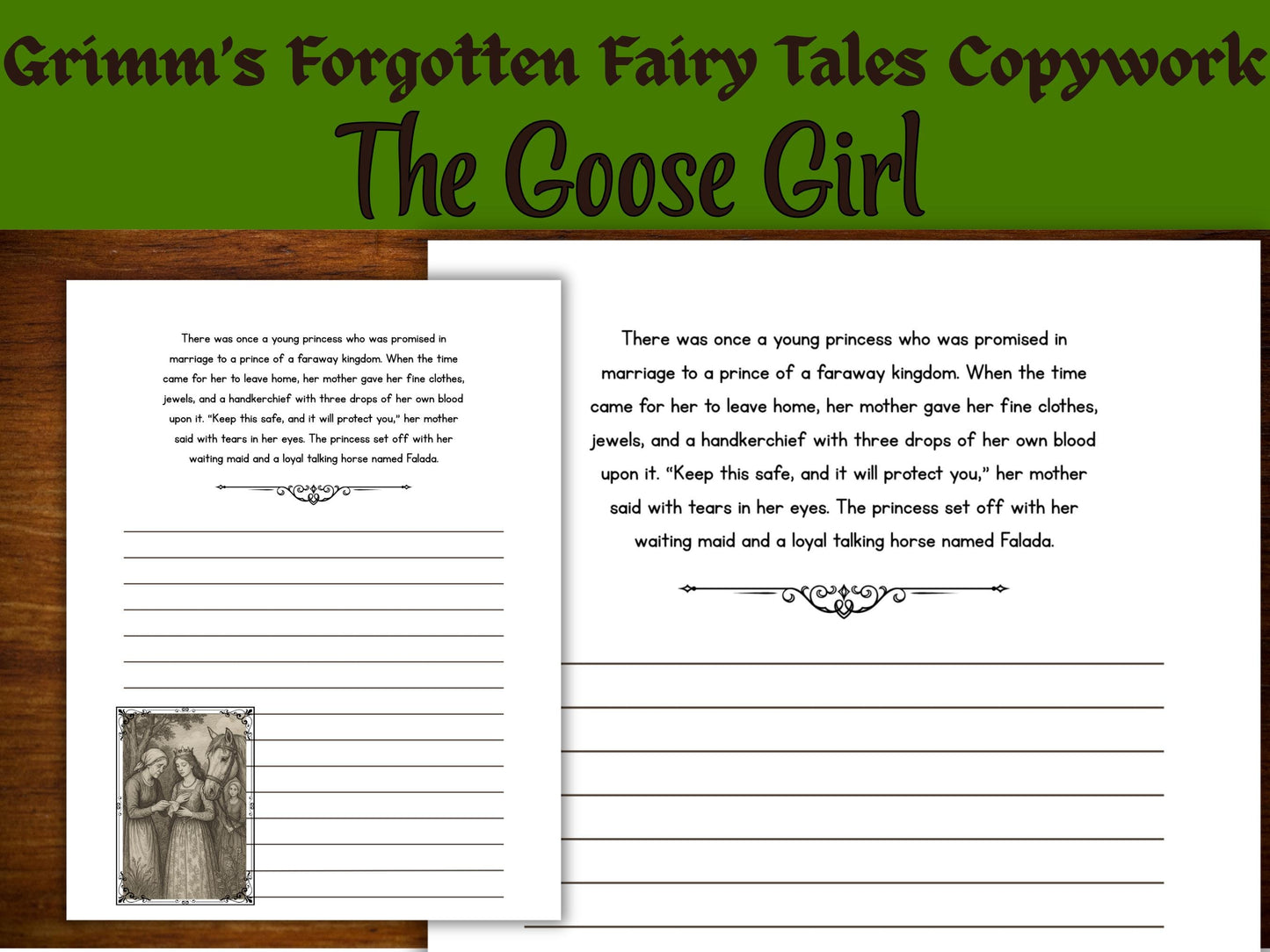 The Goose Girl Fairy Tale Copywork: Grimm's Handwriting Practice (PDF Download)