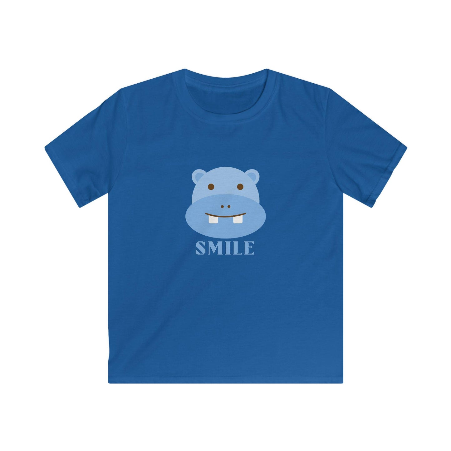 Kids Smiling Blue Hippo Softstyle Tee
