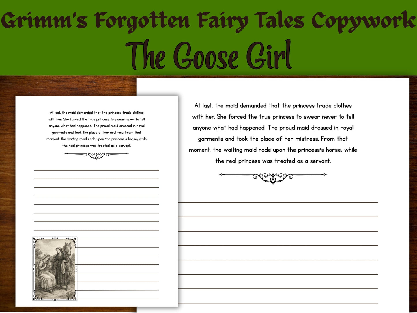The Goose Girl Fairy Tale Copywork: Grimm's Handwriting Practice (PDF Download)