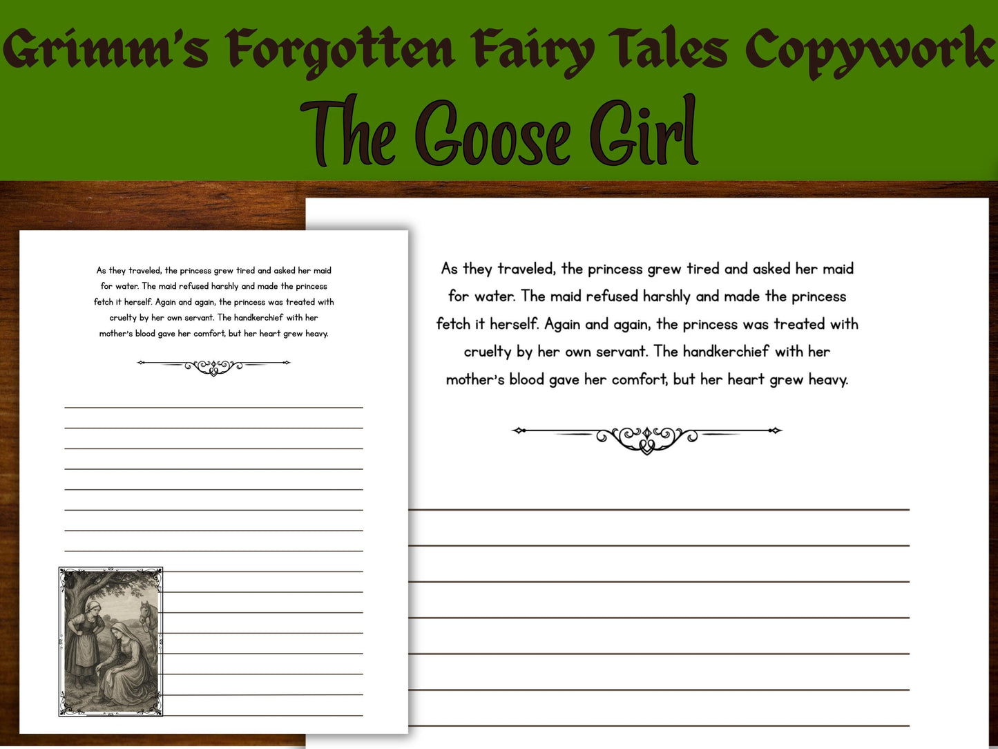The Goose Girl Fairy Tale Copywork: Grimm's Handwriting Practice (PDF Download)