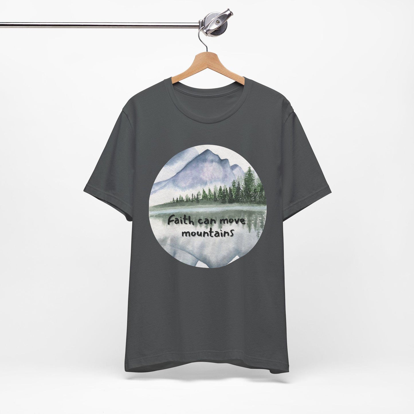 Women's Faith Can Move Mountains Christian Watercolor Tee