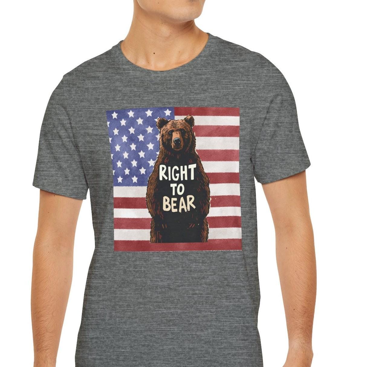 Right to Bear T-Shirt, Patriotic American Flag Bear Tee, Unisex Second Amendment Shirt