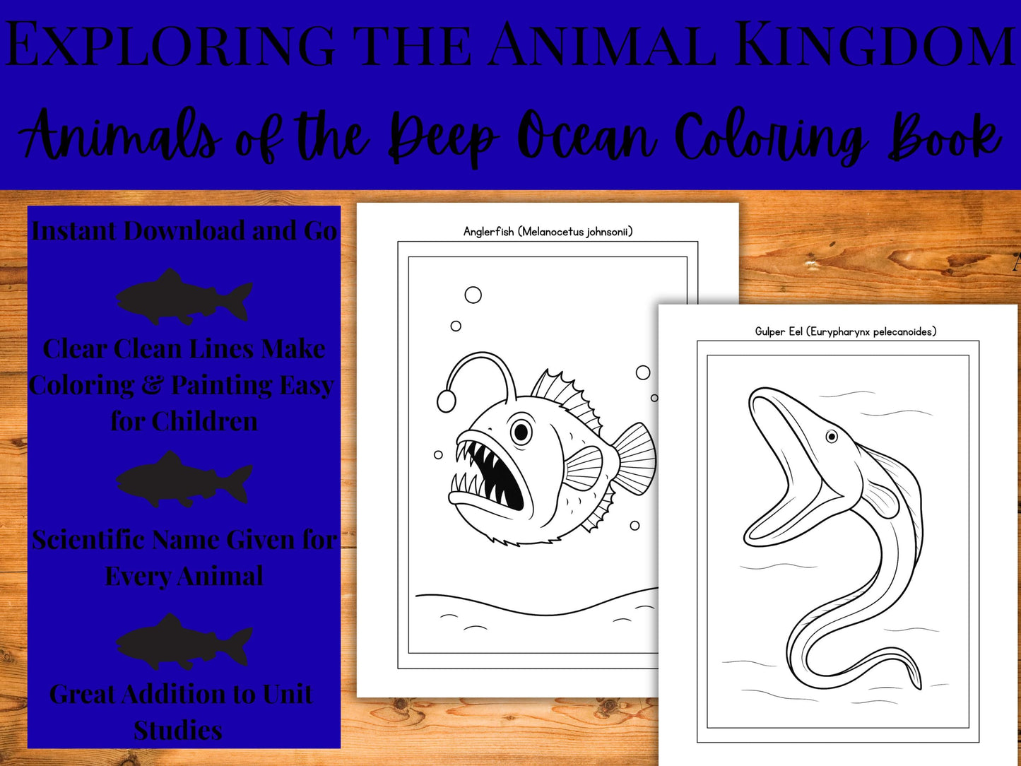 Deep Ocean Animals Coloring Book: 25 Realistic Wildlife Pages (PDF Format)